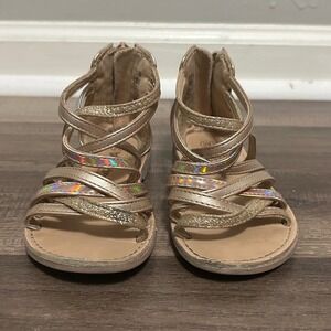 Self Esteem Girls Gladiator Sandals 9M Gold Glitter Straps Casual Summer Shoes‎